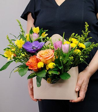 Цветы в конверте "Солнечный луч"
